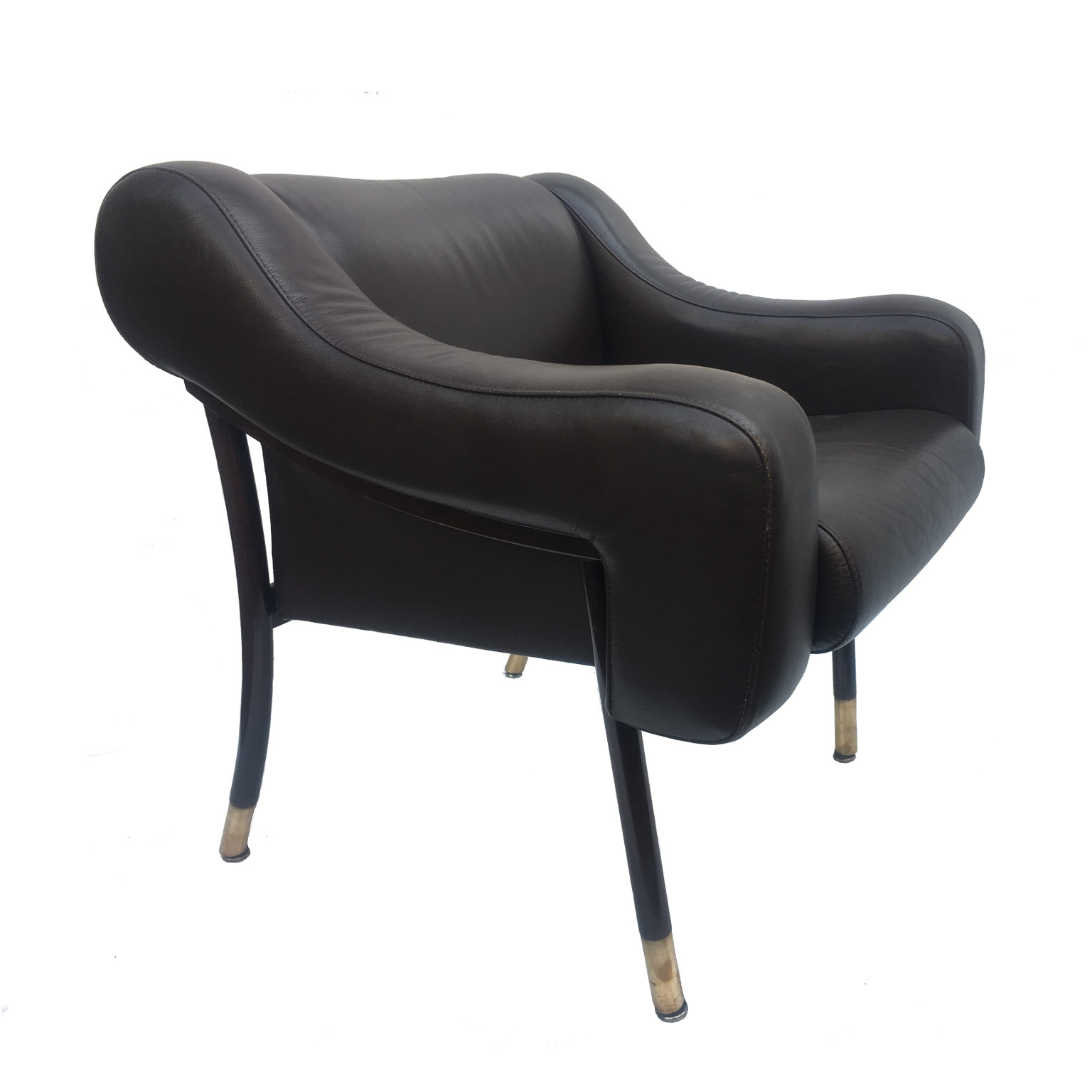 Gianfranco Frattini <br> Rara poltrona in pelle 1960