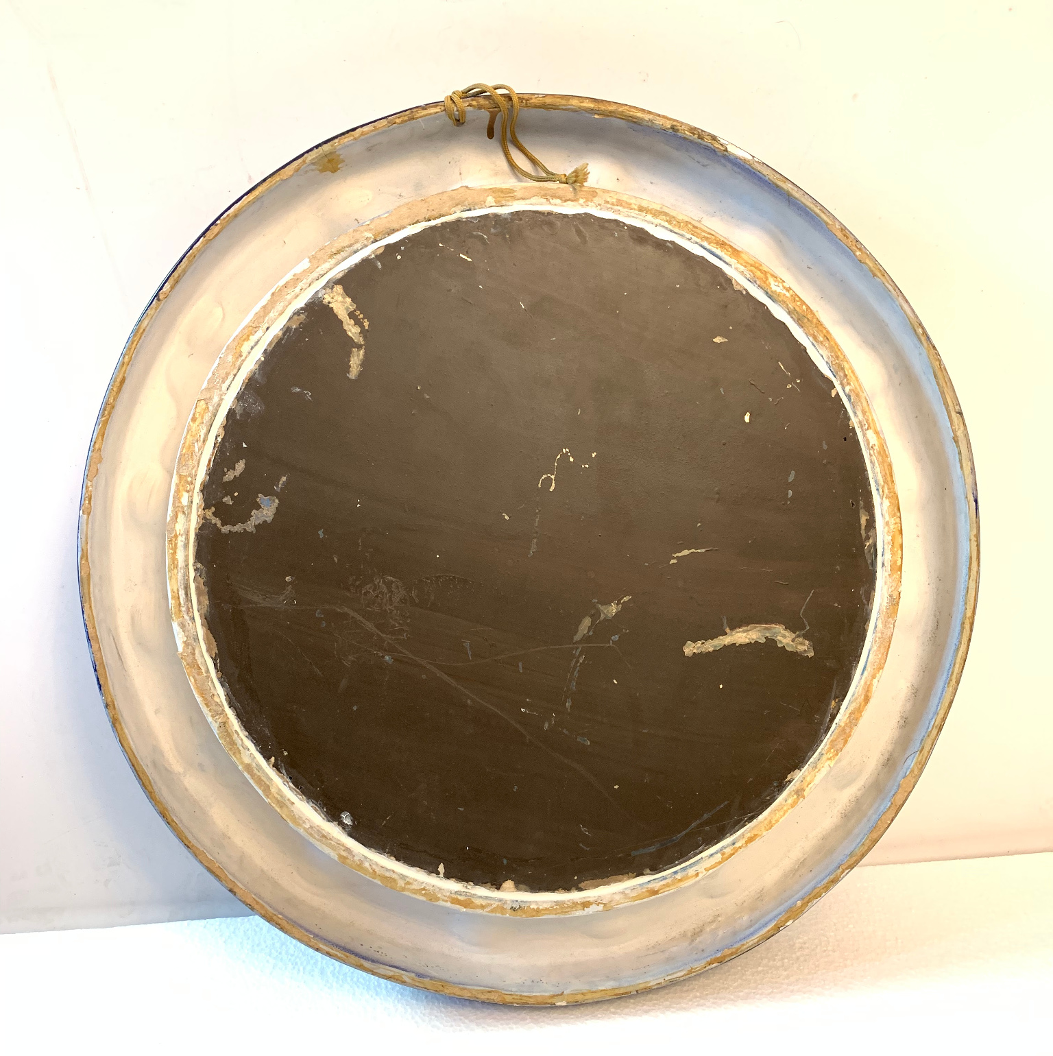 Specchiera tonda in ceramica blu <br> Albissola anni 50 - immagine 4