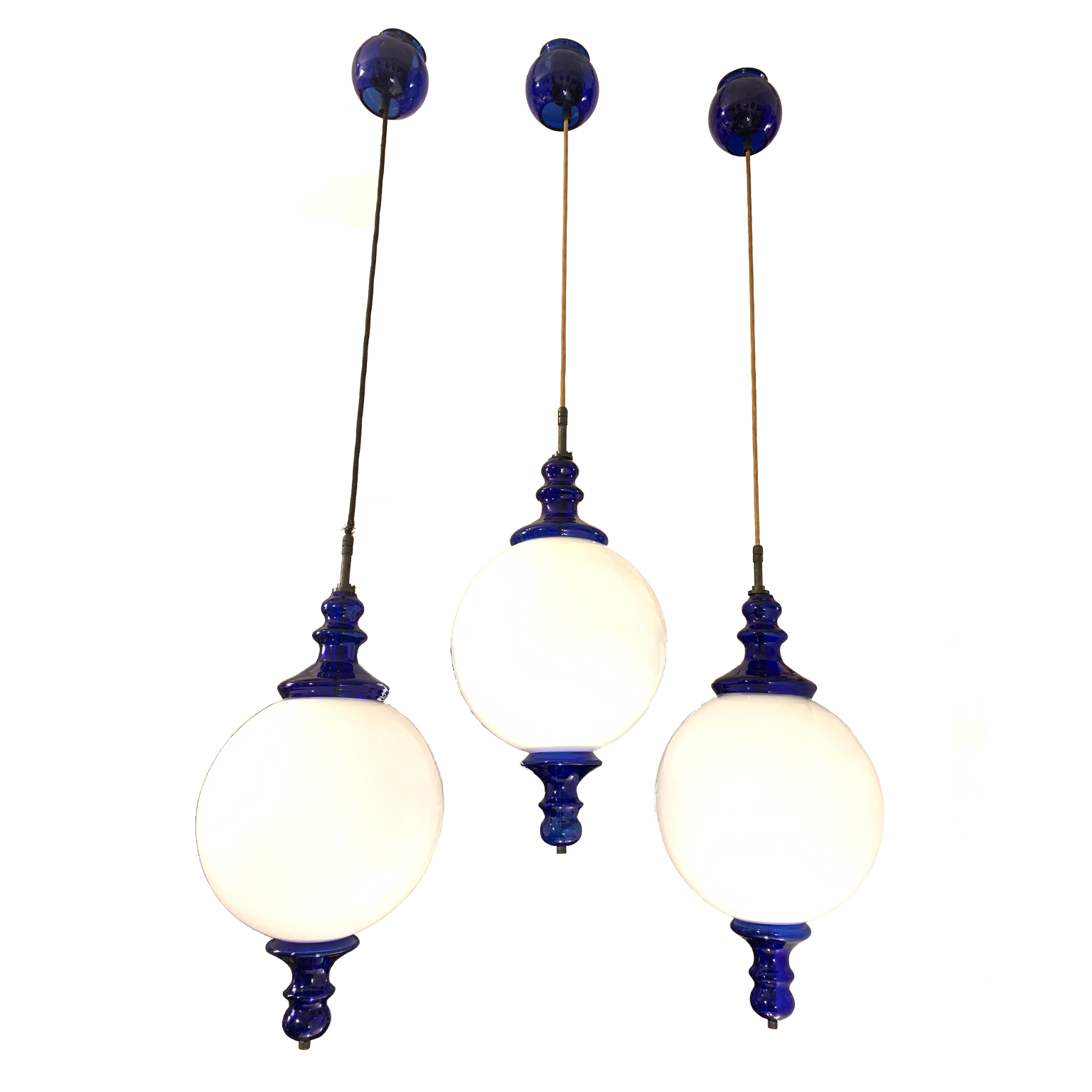 3 lampade a sospensione attr. Venini <br> Murano anni 50 - immagine 4