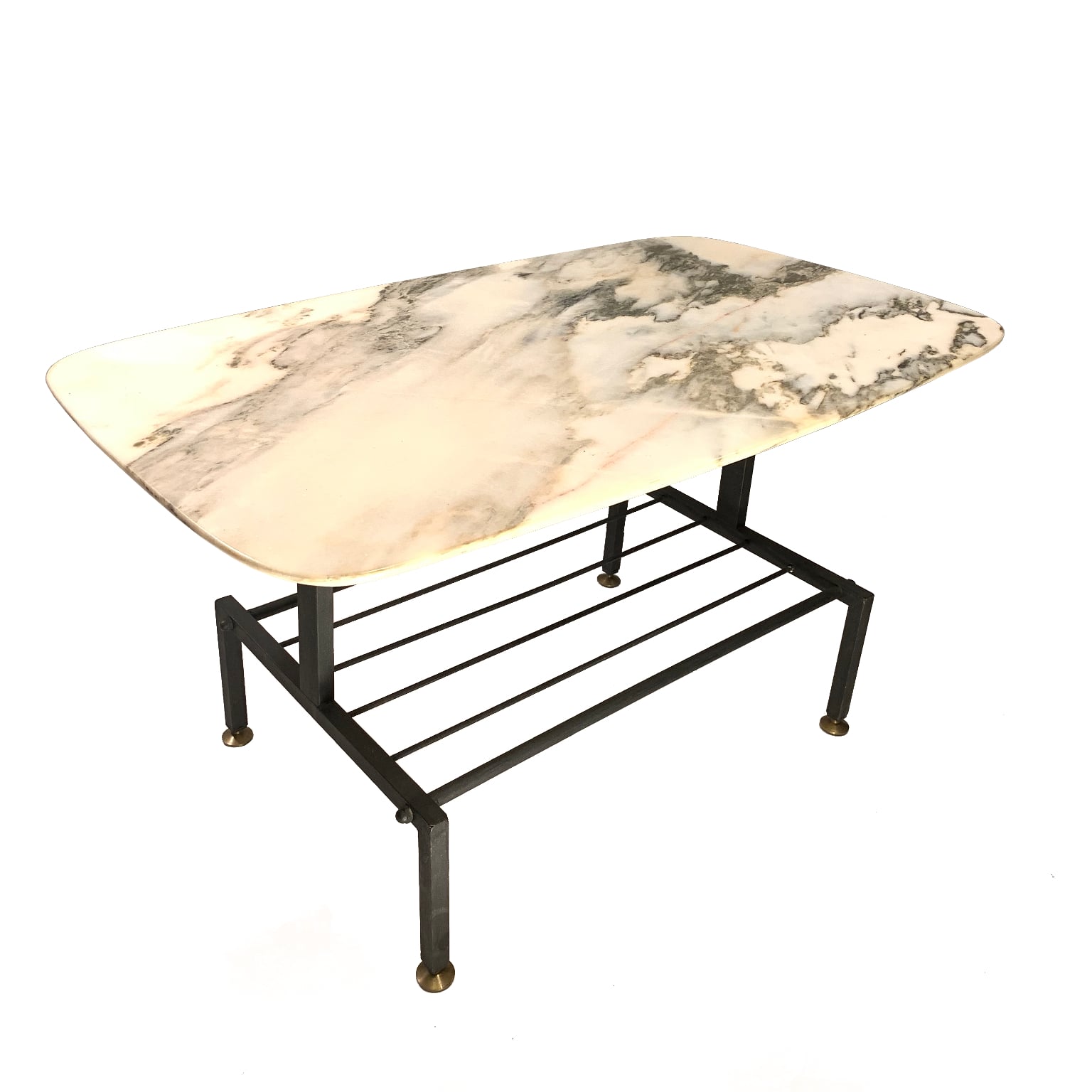 Tavolino da salotto con piano in marmo venato Italia, anni 50 - Creazioni  D'interni