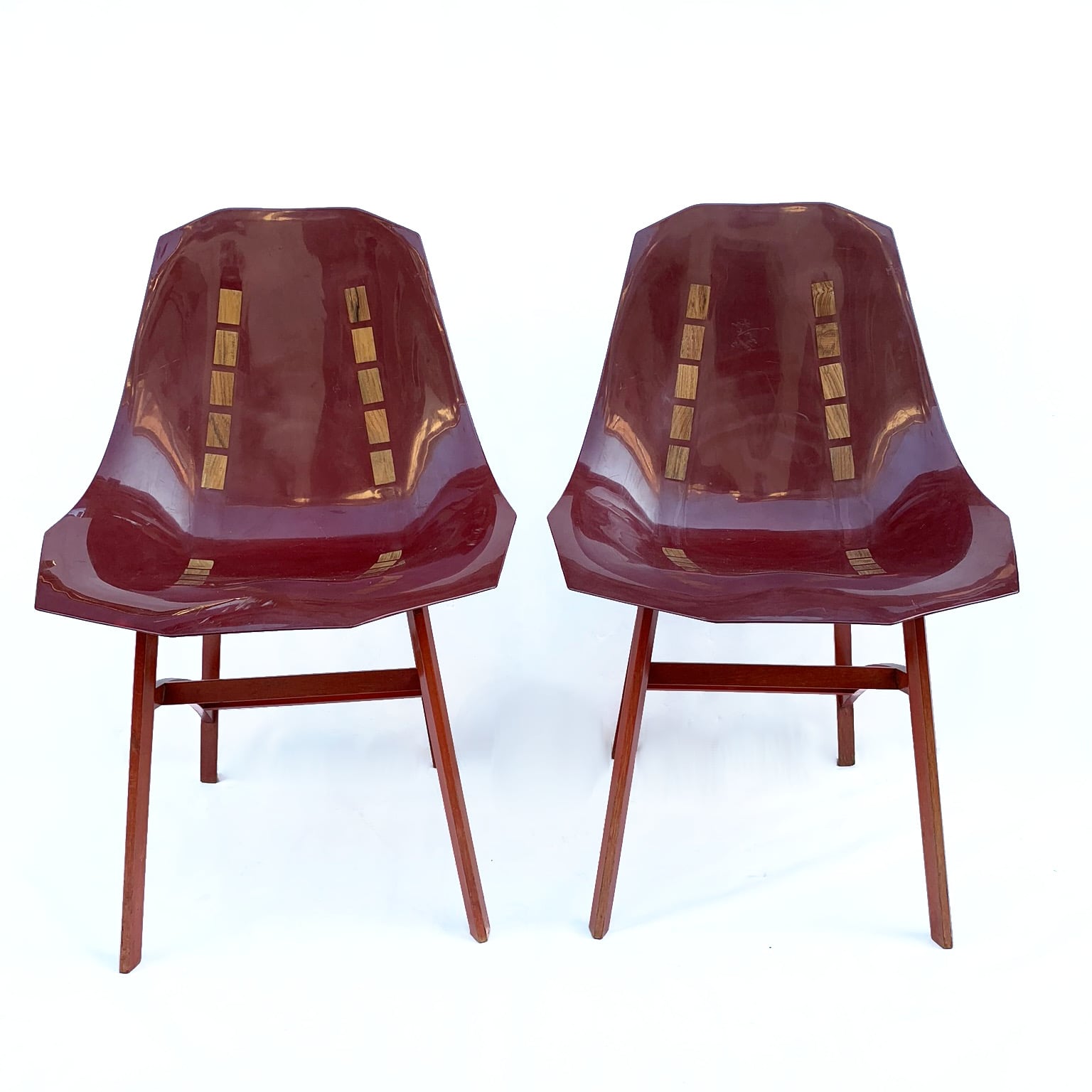 Coppia di sedie in abs e legno <br> Design anni 60 - immagine 3