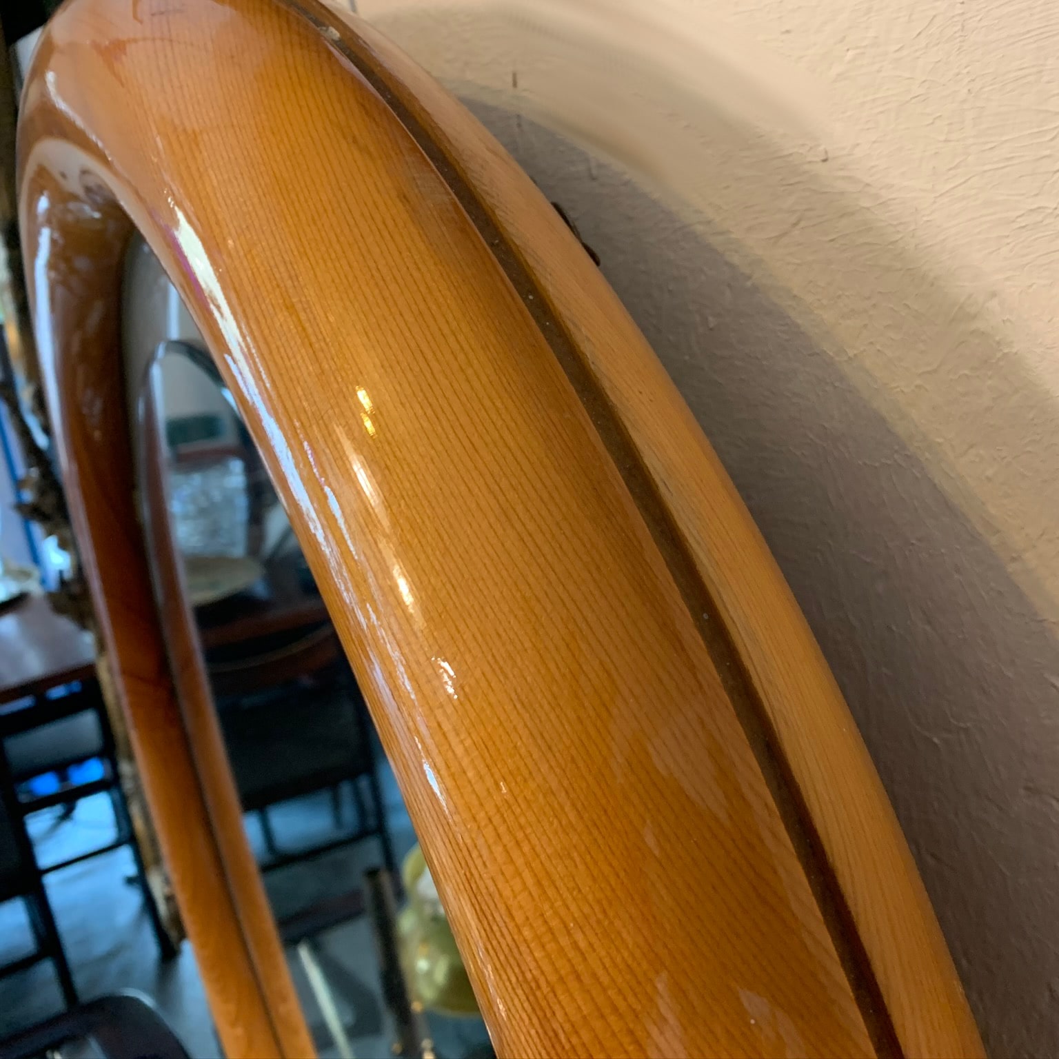 Specchio tondo in legno retroilluminato <br> Italia, anni 60 - immagine 4