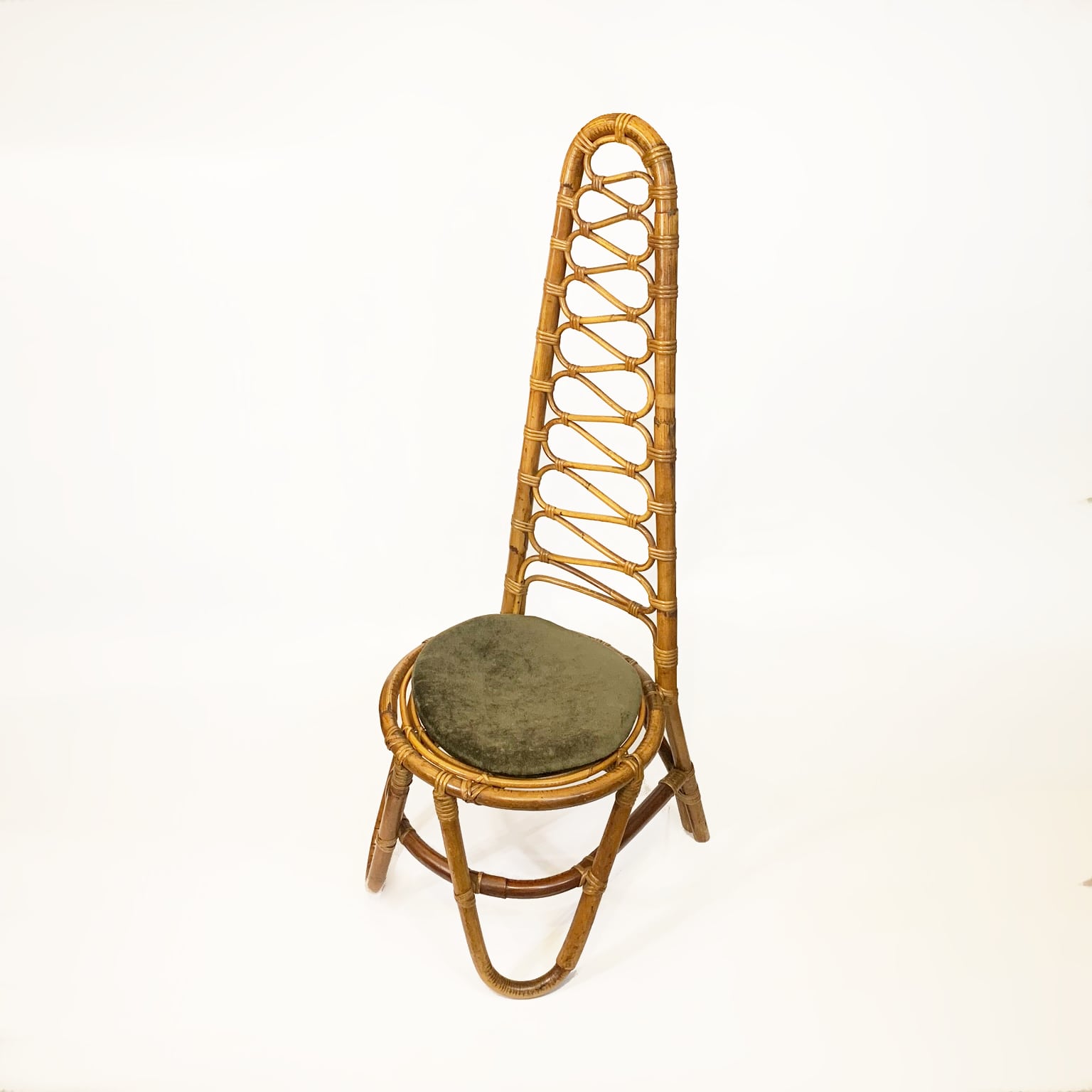 Sedia in bambù con schienale alto <br> Bonacina anni 50