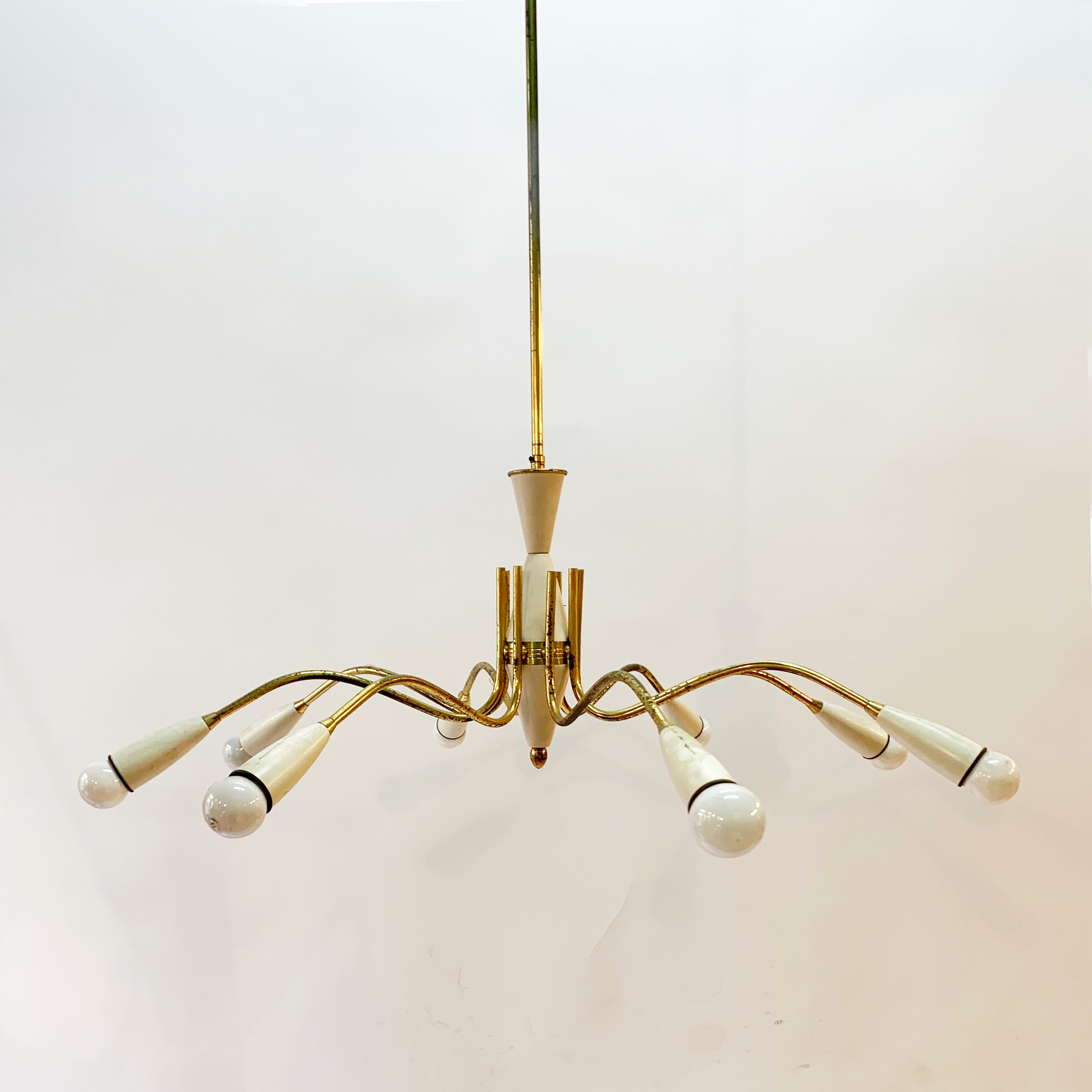 Lampada a sospensione a 8 luci <br>mod. "Spider" <br> Italia anni 50