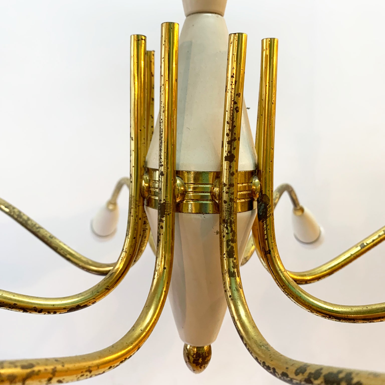 Lampada a sospensione a 8 luci <br>mod. "Spider" <br> Italia anni 50 - immagine 4