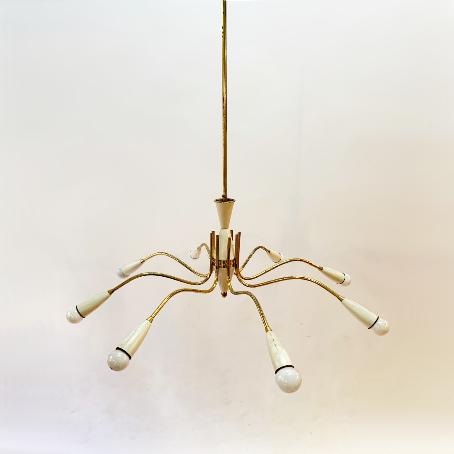 Lampada a sospensione a 8 luci <br>mod. "Spider" <br> Italia anni 50 - immagine 5