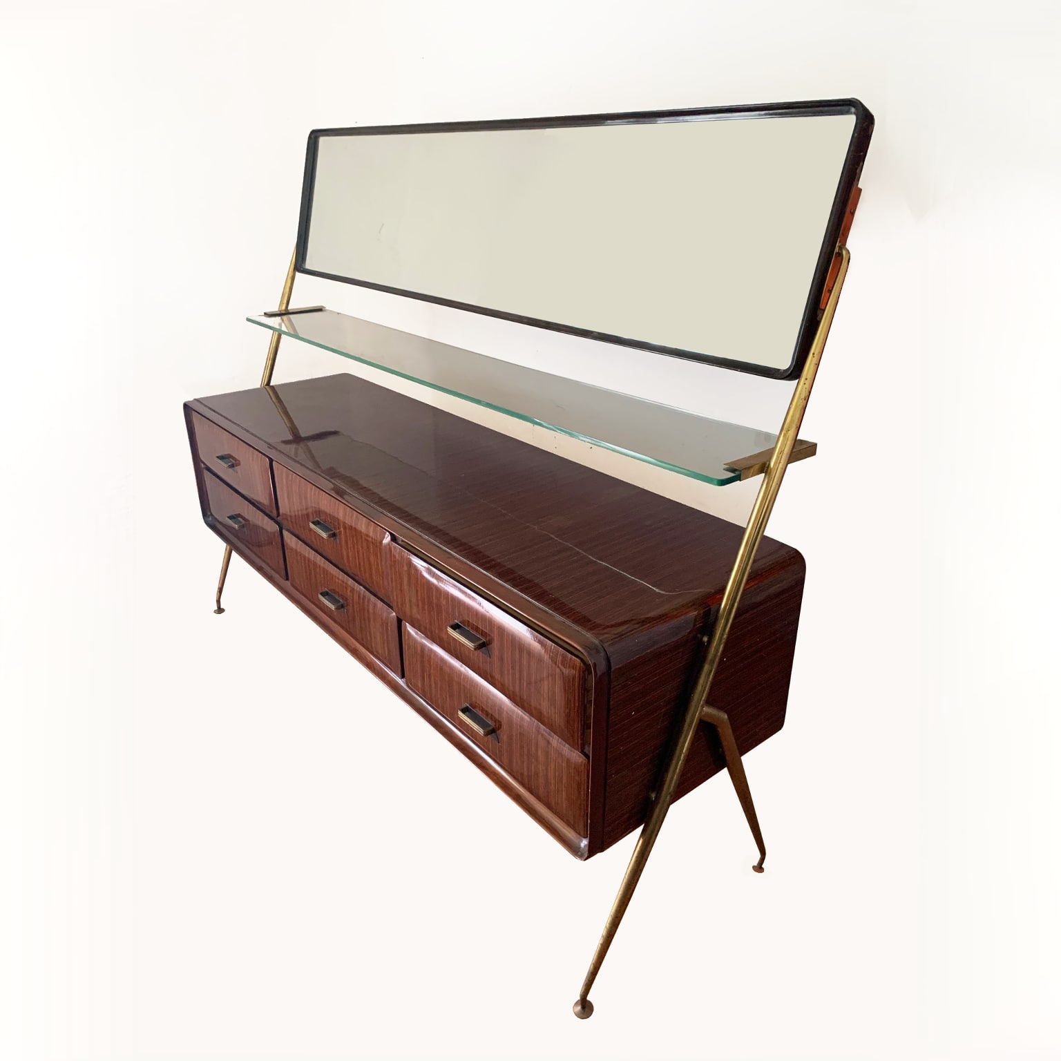 Silvio Cavatorta attr. <br> Sideboard comò con specchio anni 50 - immagine 2