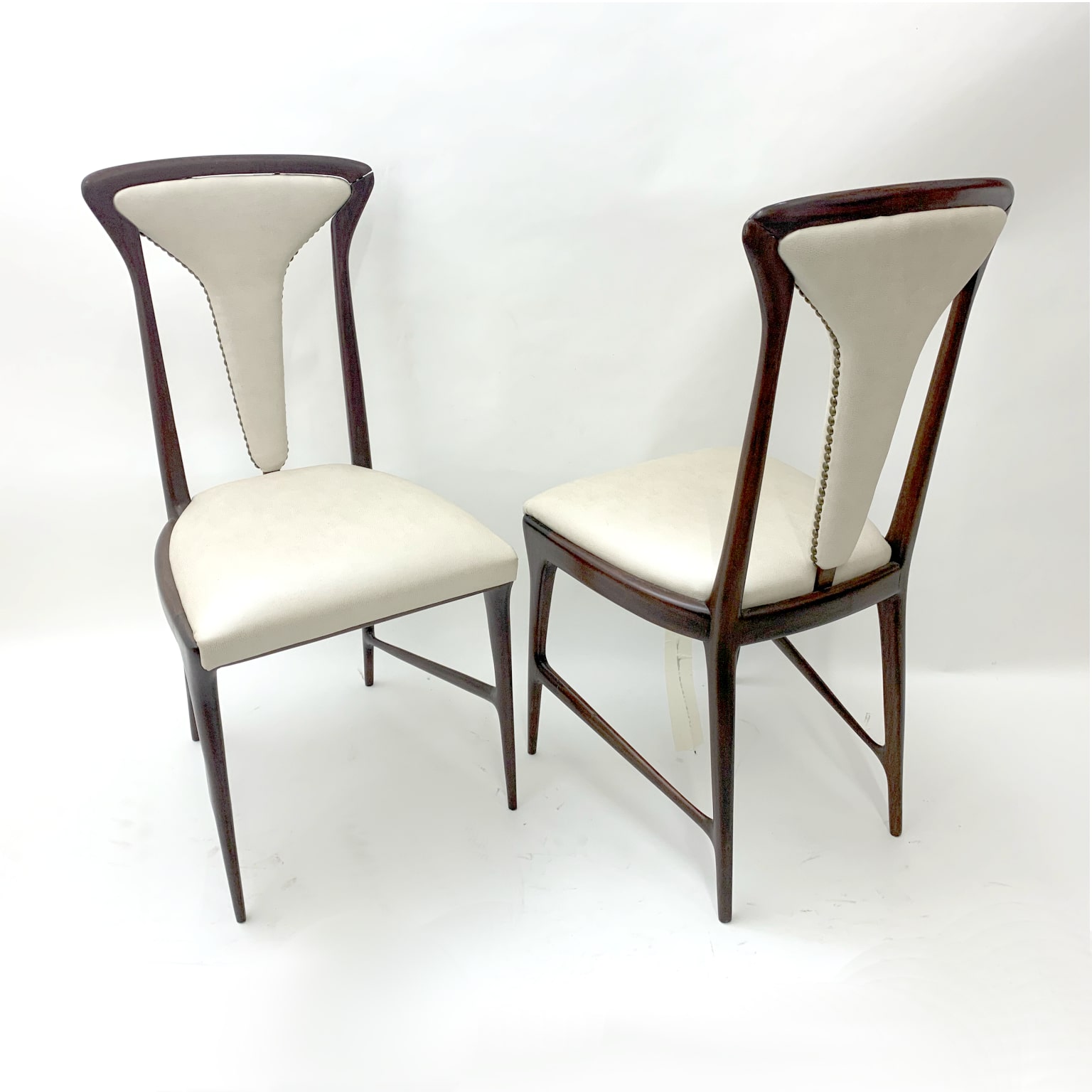 Carlo De Carlo (attr.) <br> Coppia di sedie in teak con sedute imbottite - immagine 2