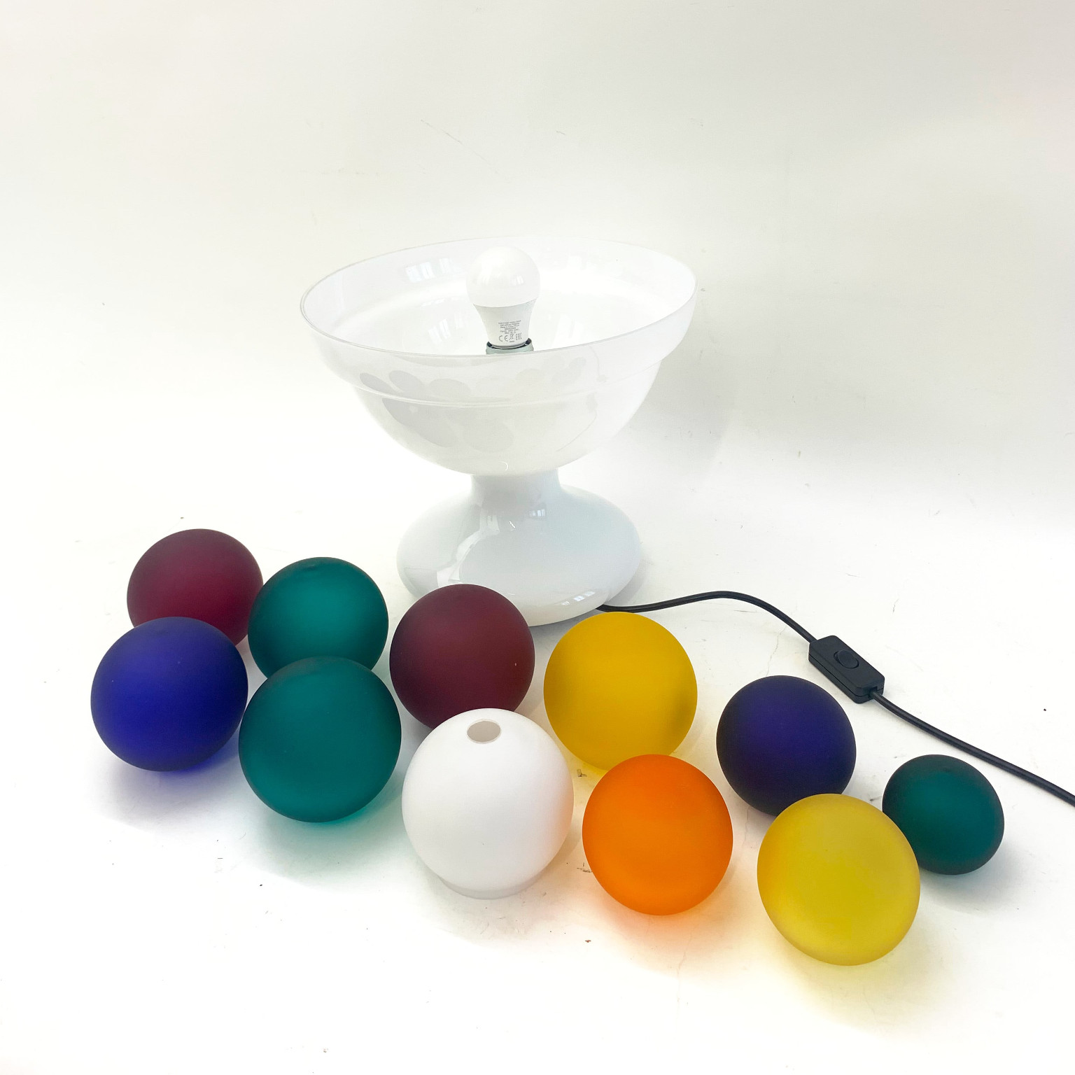 Lampada da appoggio in vetro con sfere colorate <br> Murano, anni 80 - immagine 9