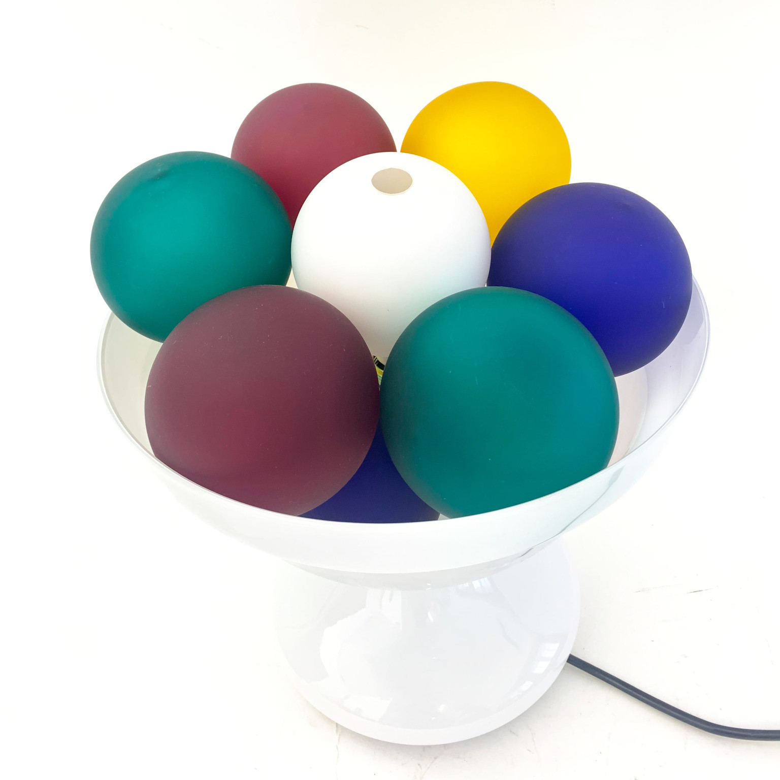 Lampada da appoggio in vetro con sfere colorate <br> Murano, anni 80 - immagine 2