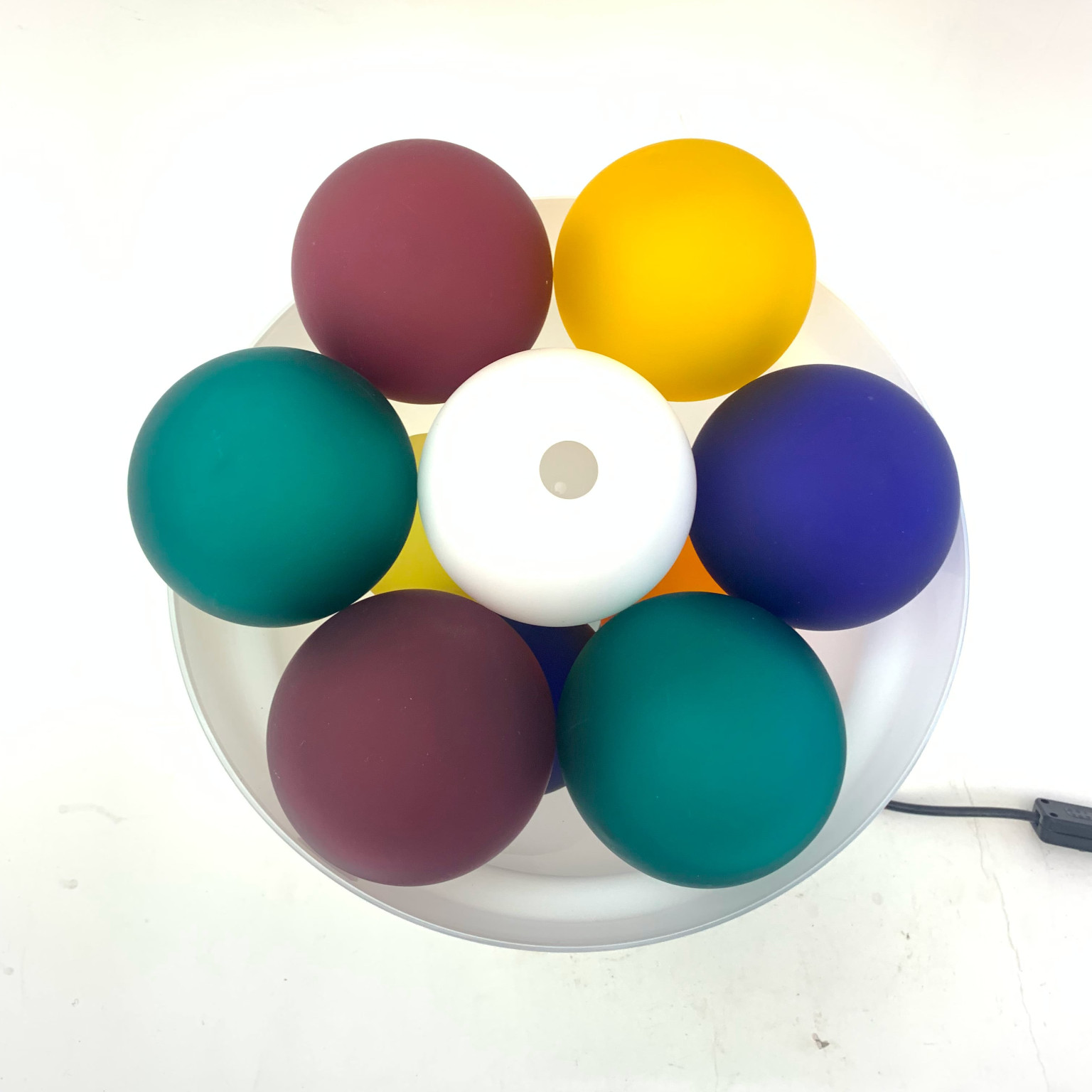 Lampada da appoggio in vetro con sfere colorate <br> Murano, anni 80 - immagine 3