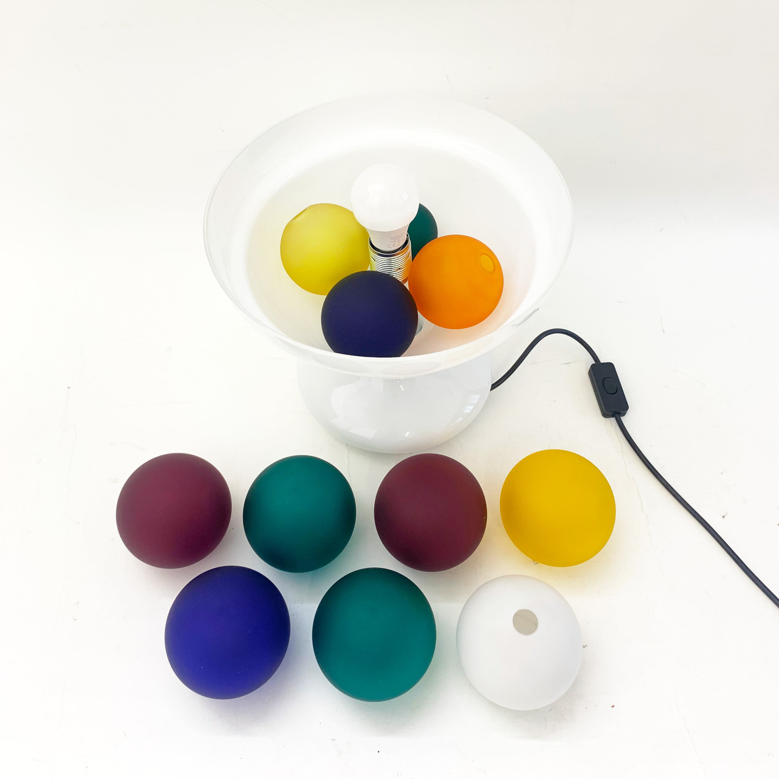 Lampada da appoggio in vetro con sfere colorate <br> Murano, anni 80 - immagine 8