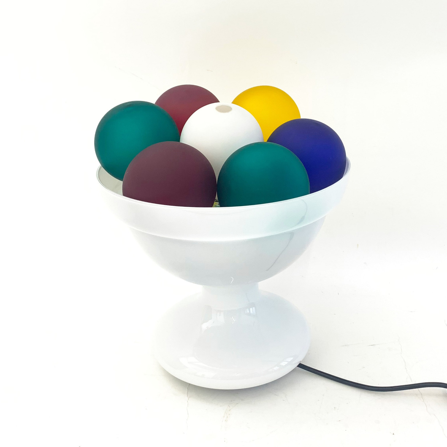 Lampada da appoggio in vetro con sfere colorate <br> Murano, anni 80 - immagine 13