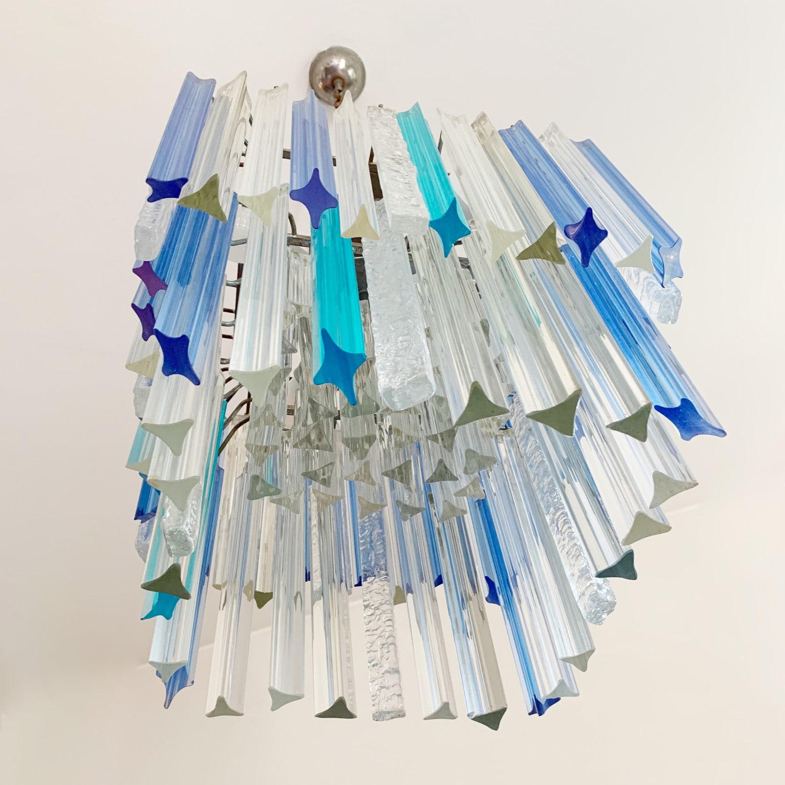 Lampada a sospensione Triedri <br> color azzurro <br> Venini Murano anni 70 - immagine 3