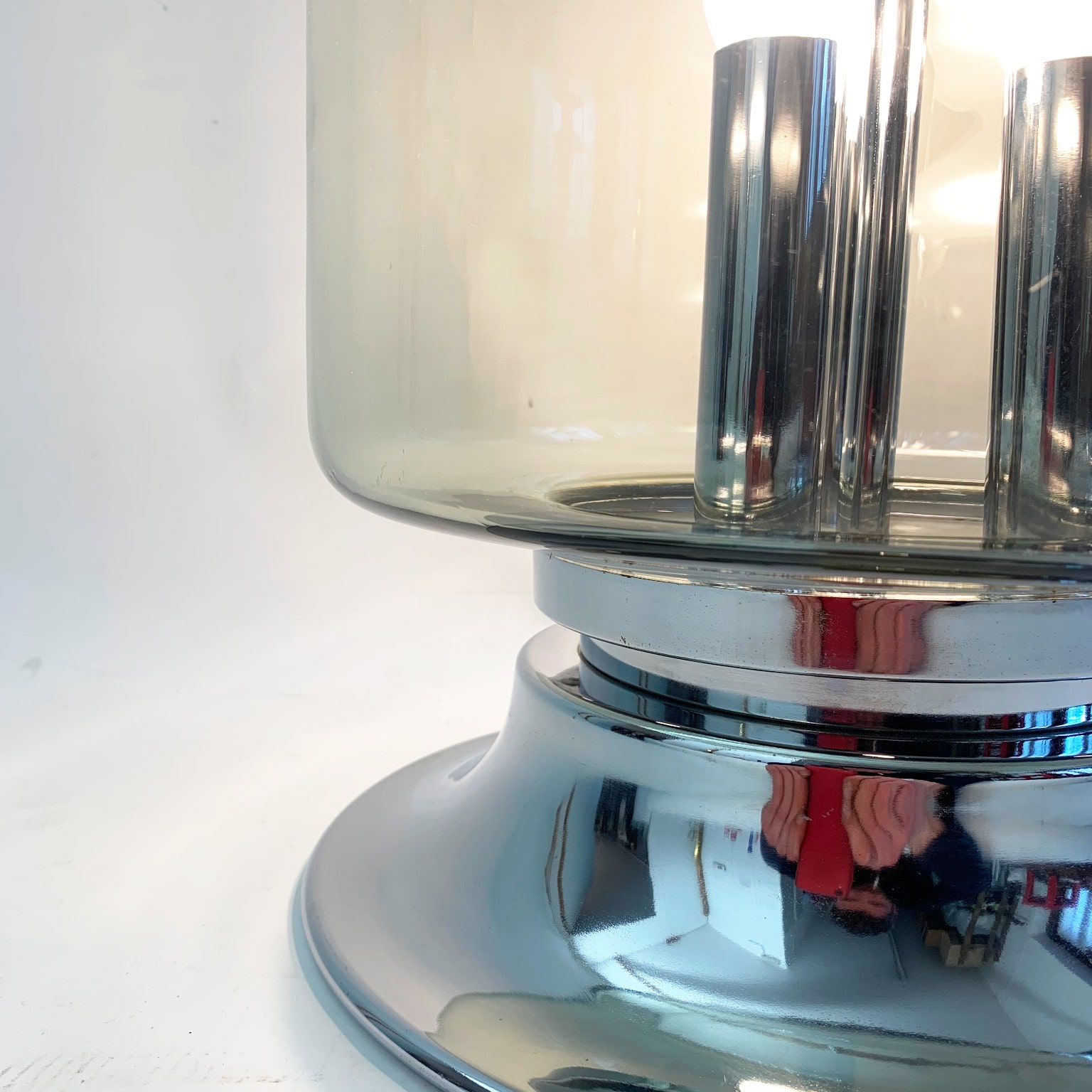 Lampada da tavolo in vetro e metallo cromato <br> Italia anni 70 - immagine 4