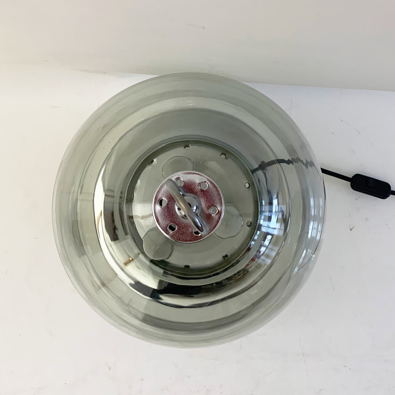 Lampada da tavolo in vetro e metallo cromato <br> Italia anni 70 - immagine 6