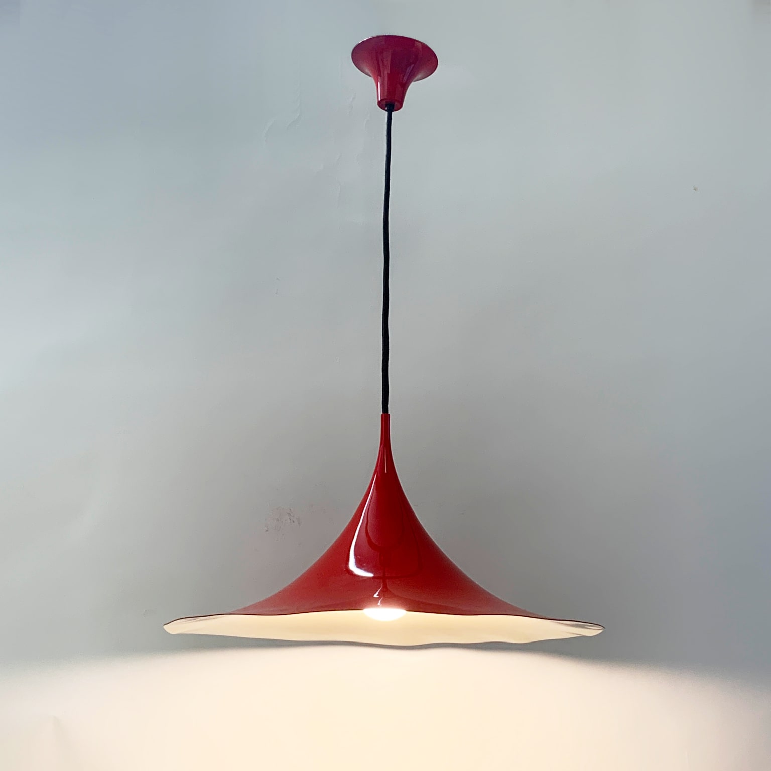 Bonderup & Thorup per Fog & Morup <br> Lampada a sospensione rossa, anni 70 - immagine 7