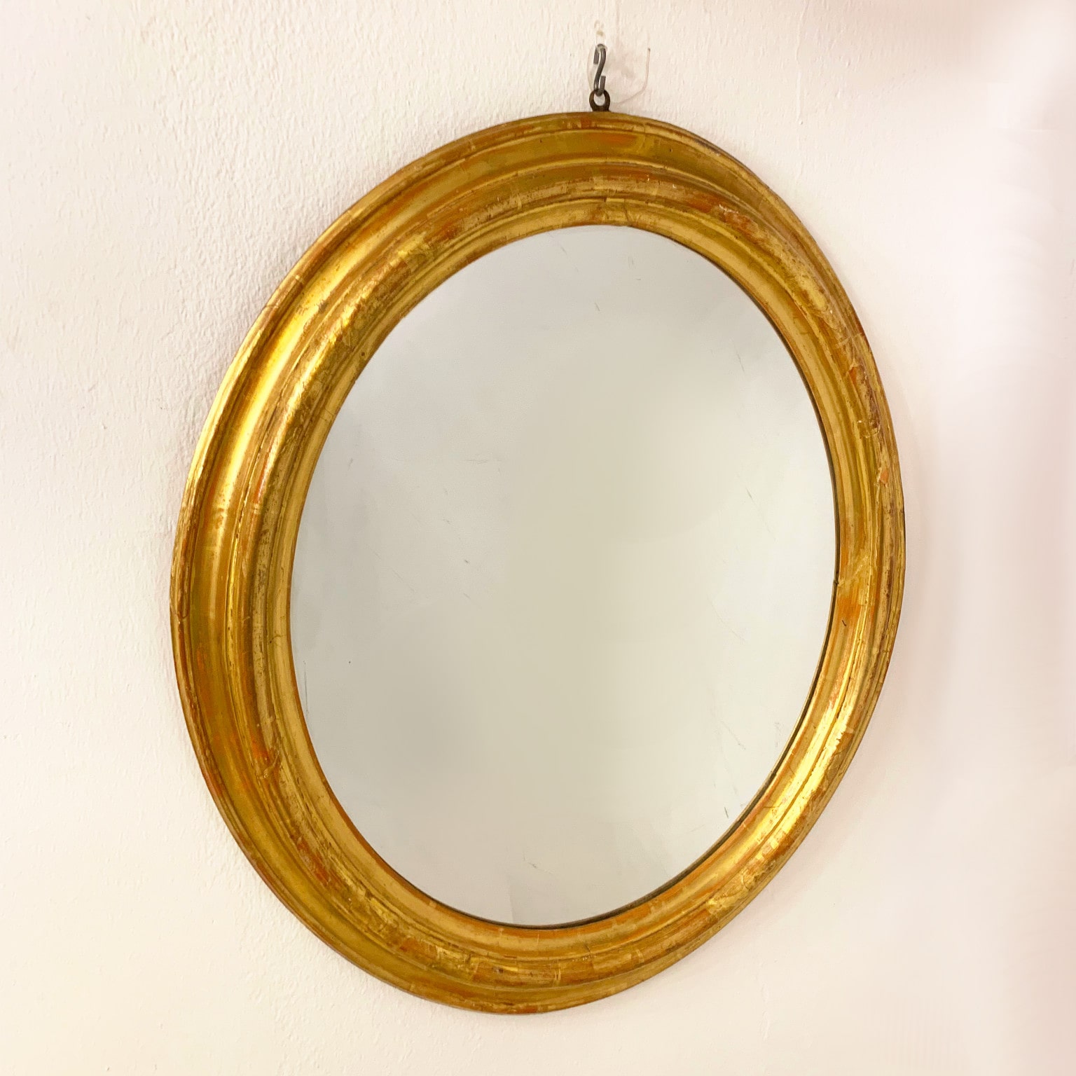 Specchiera ovale in legno dorato <br> Italia fine sec. XIX - immagine 3
