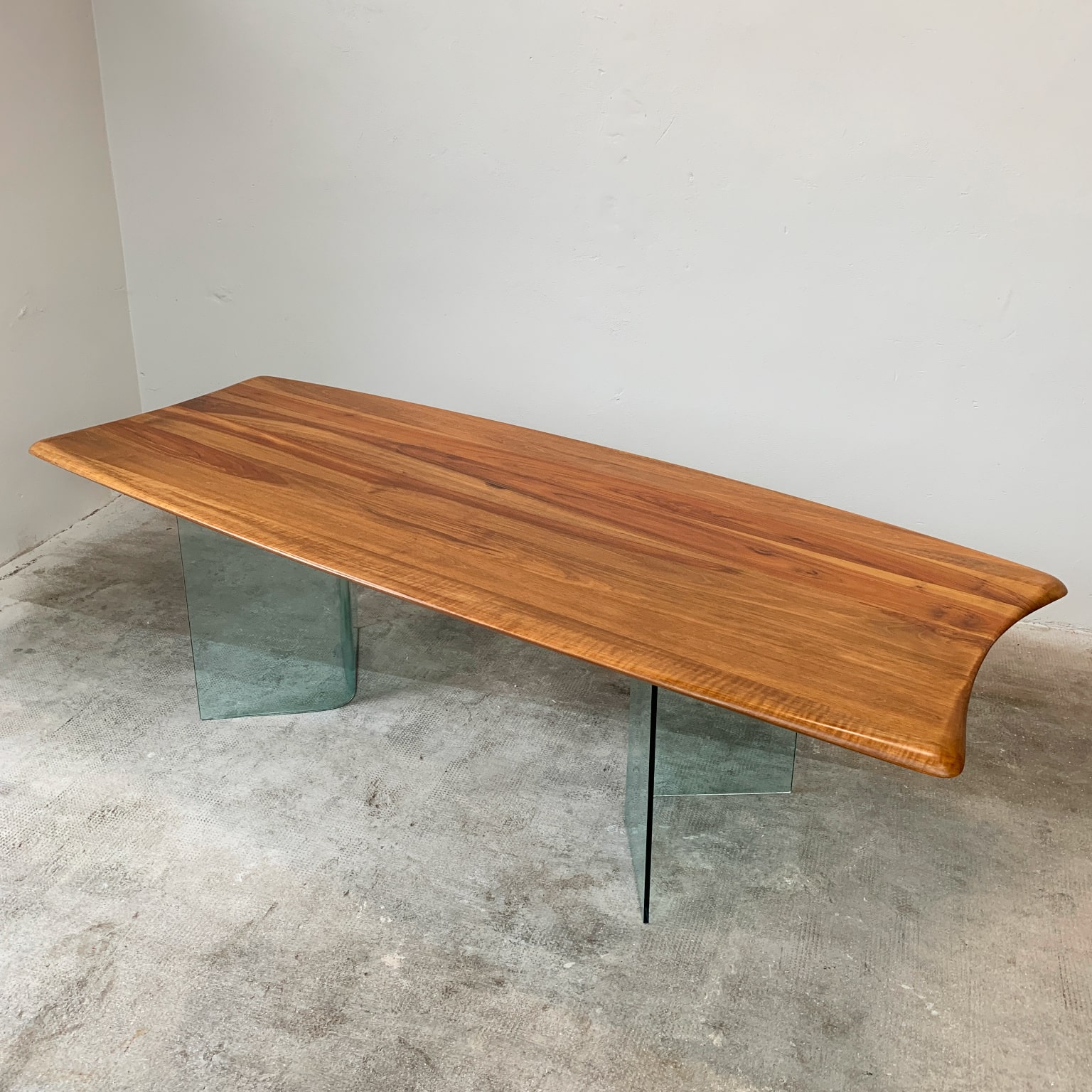 Oskar Kogoj <br> Grande tavolo in legno e vetro anni 70 - immagine 7