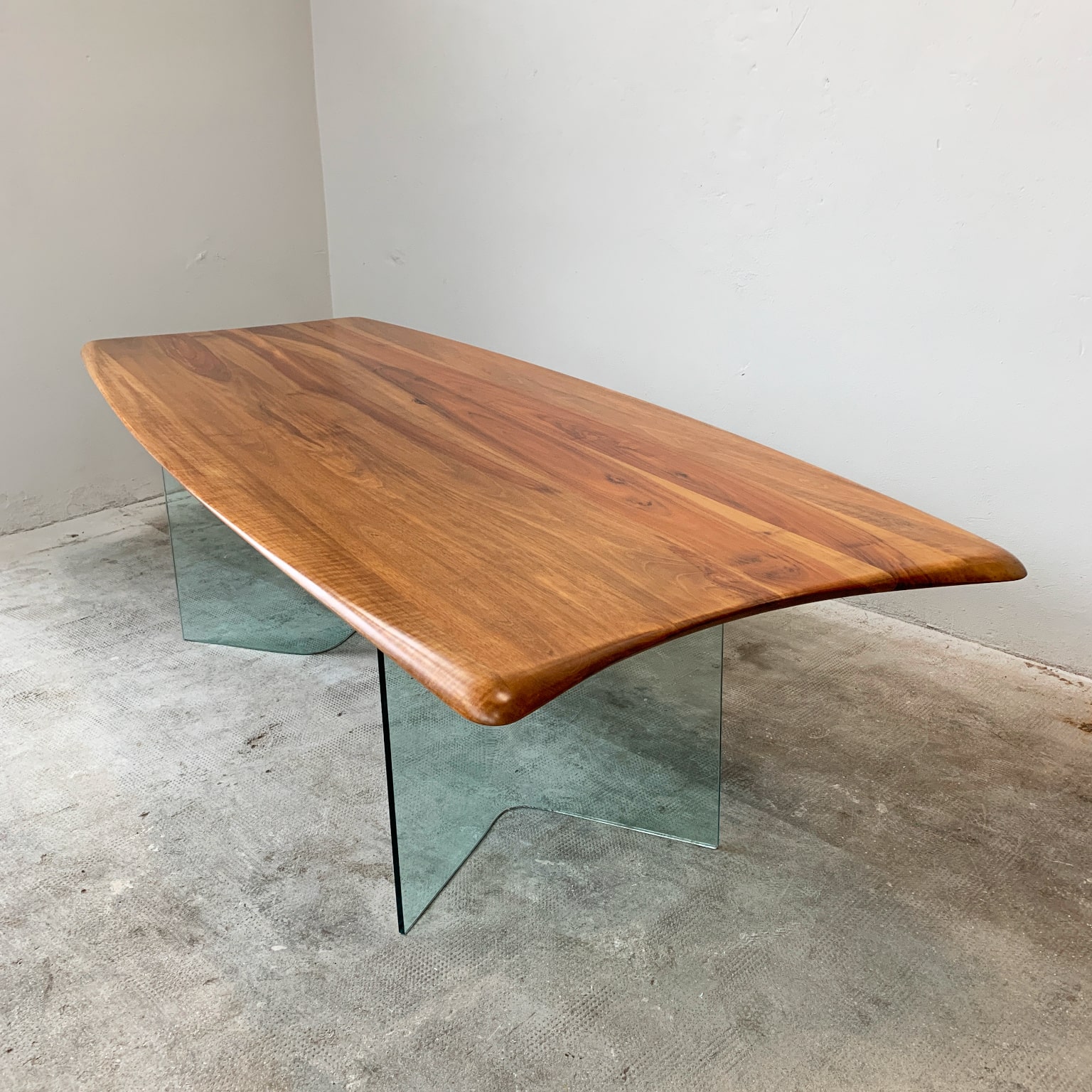 Oskar Kogoj <br> Grande tavolo in legno e vetro anni 70 - immagine 2