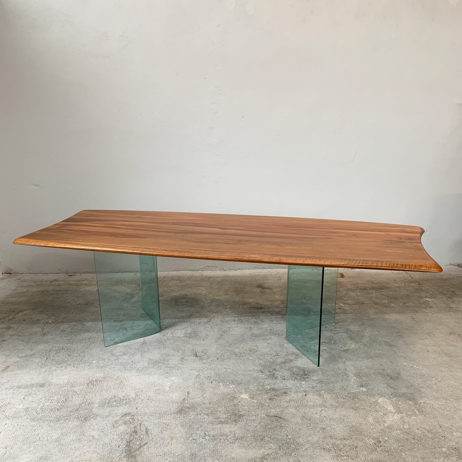 Oskar Kogoj <br> Grande tavolo in legno e vetro anni 70 - immagine 3