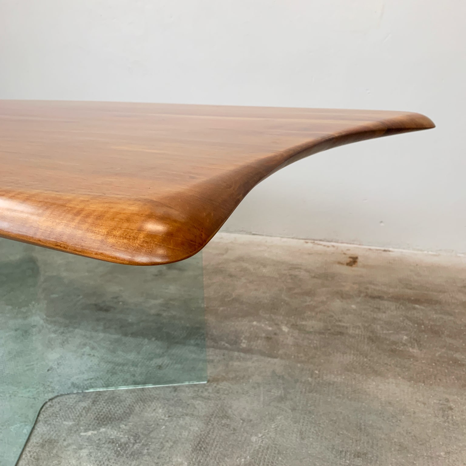 Oskar Kogoj <br> Grande tavolo in legno e vetro anni 70 - immagine 6