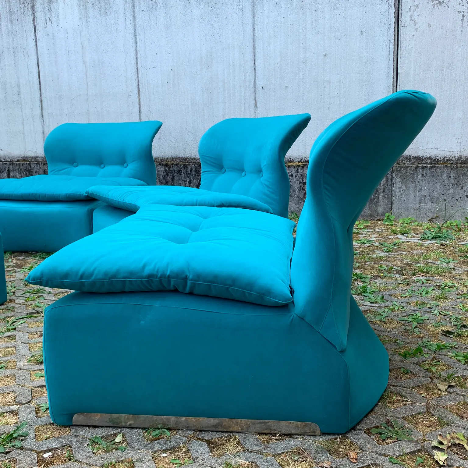 Giovanni Offredi per Saporiti <br> Set di 5 poltrone mod. Vela Bassa + tavolino, anni 70 - immagine 6