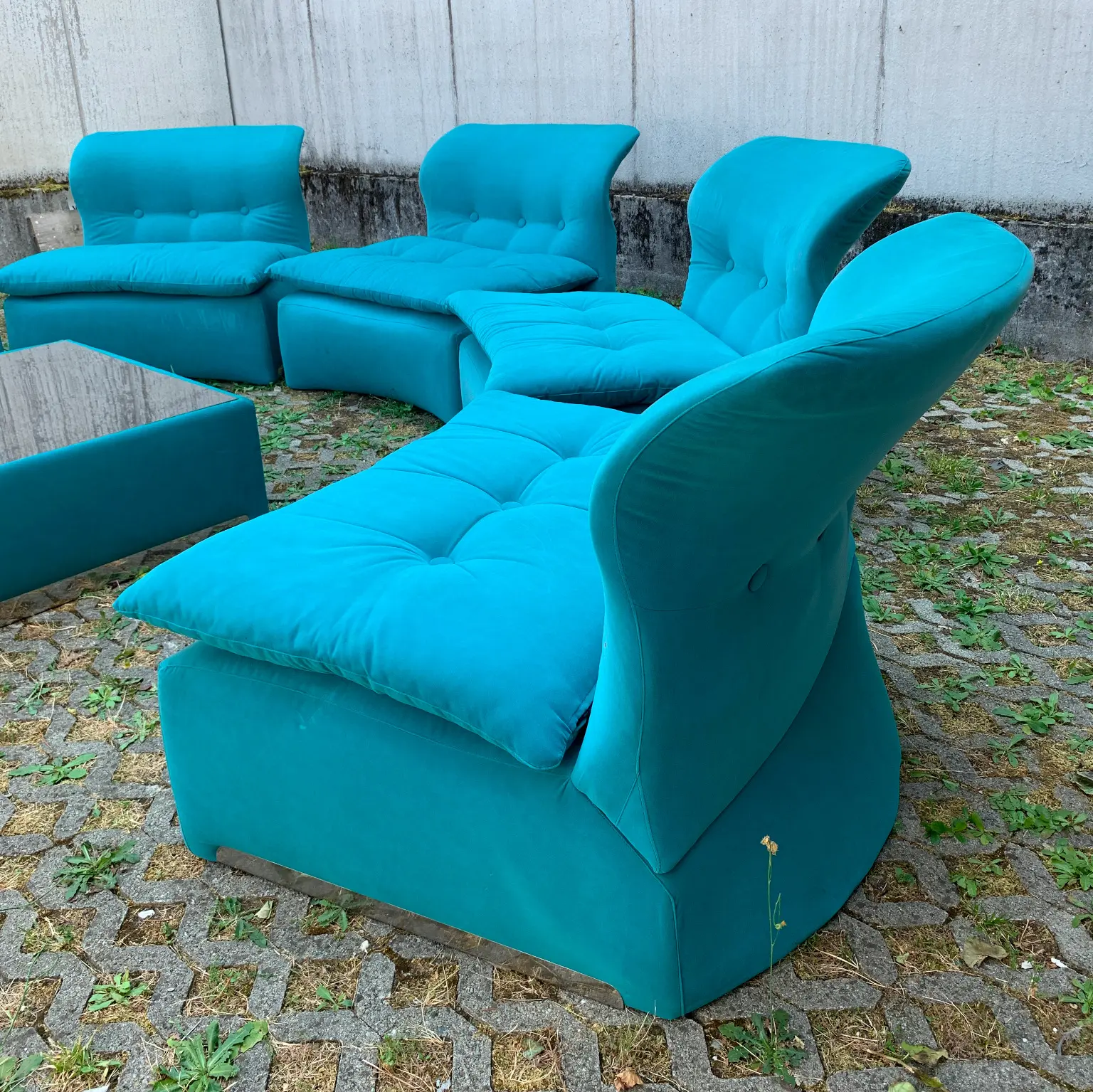Giovanni Offredi per Saporiti <br> Set di 5 poltrone mod. Vela Bassa + tavolino, anni 70 - immagine 7