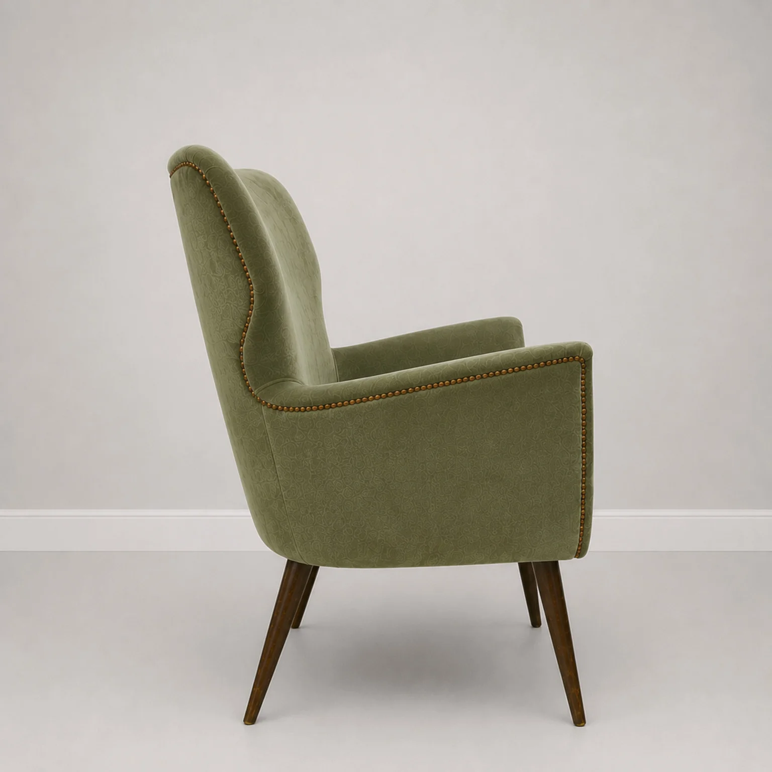 Coppia di poltroncine in velluto verde <br> Italia, anni 50 - immagine 6