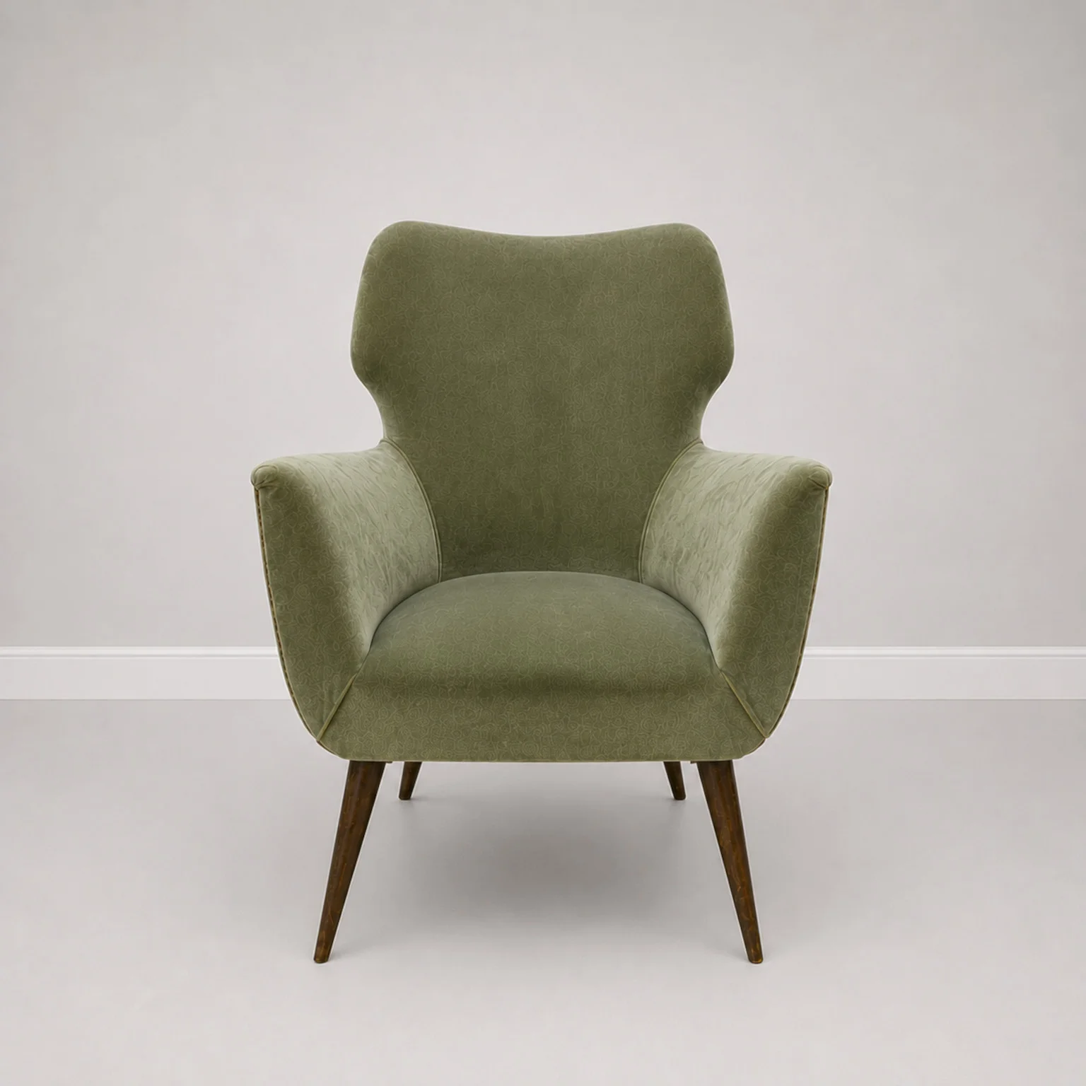 Coppia di poltroncine in velluto verde <br> Italia, anni 50 - immagine 8