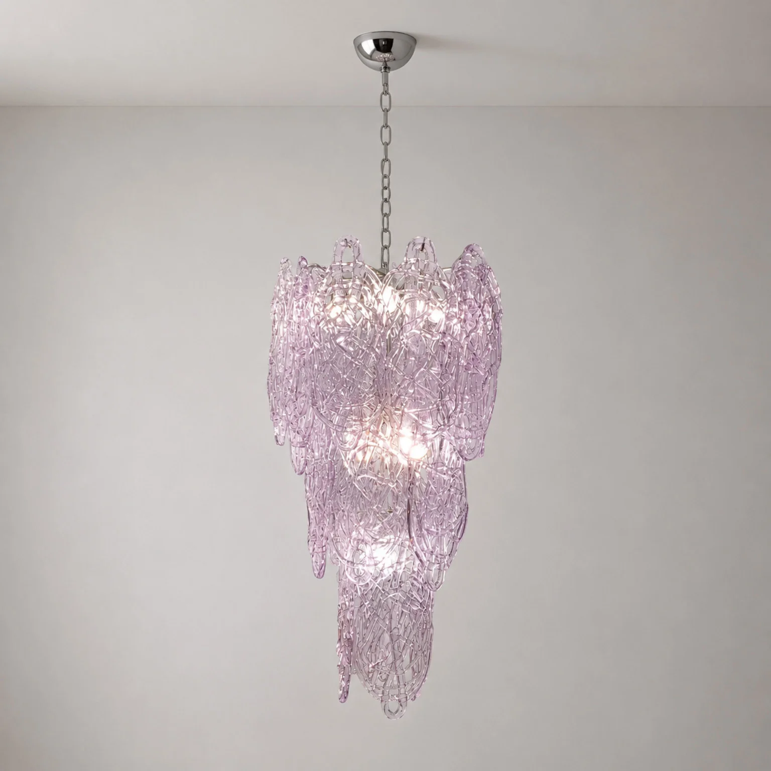 AV Mazzega <br> Lampada a sospensione in vetro mod. Ragnatela, anni 70