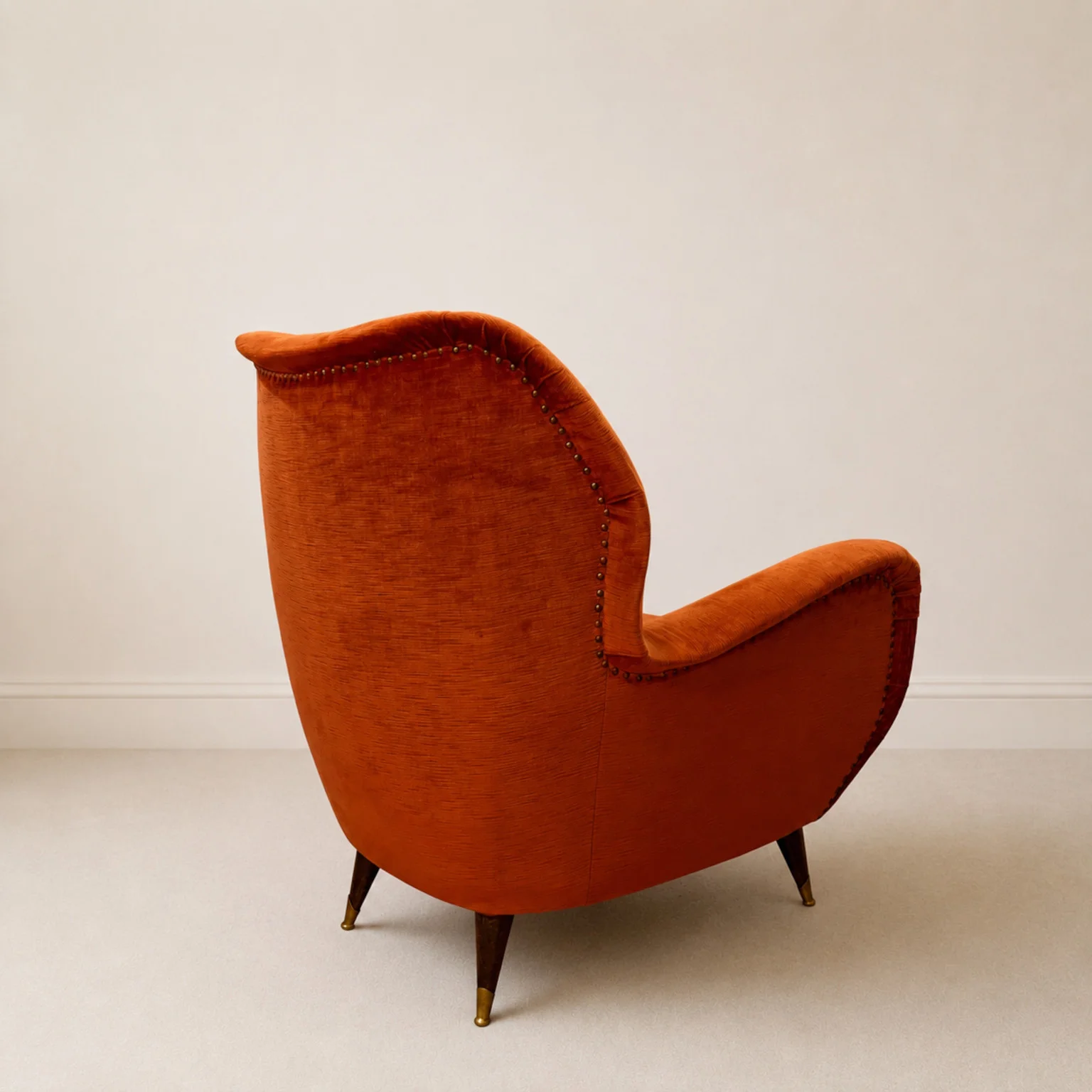 Poltrona in velluto rosso <br> Italia, anni 50 - immagine 5