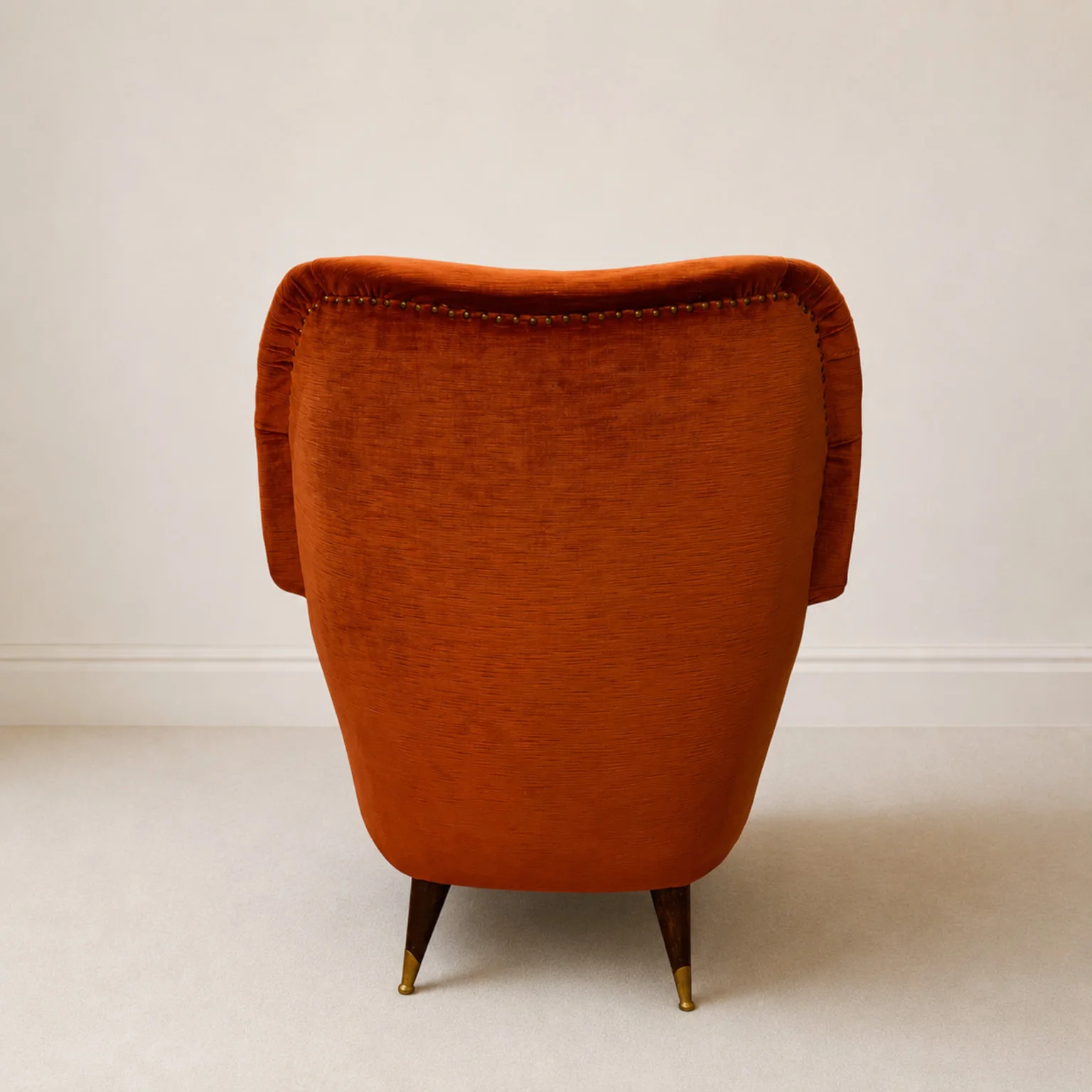 Poltrona in velluto rosso <br> Italia, anni 50 - immagine 6