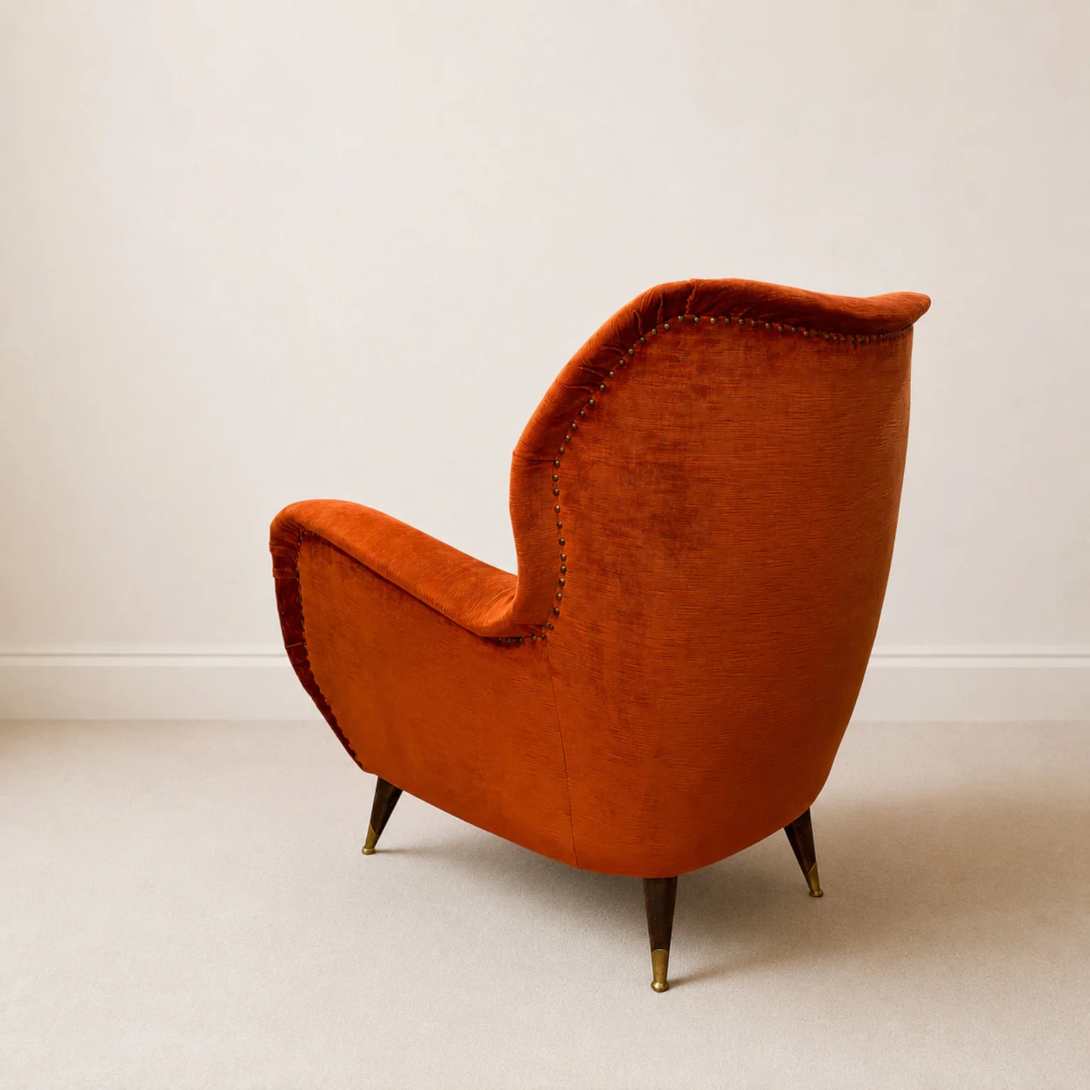 Poltrona in velluto rosso <br> Italia, anni 50 - immagine 7